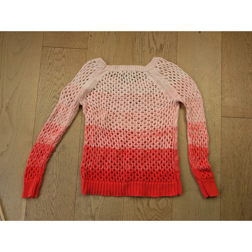 American Eagle Ombre Cable Knit Sweater Pink Orange Open Weave XS